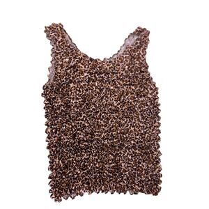 90s Cheetah Print Tank Top Crinkle Stretch One Size Magic Shirt Vintage